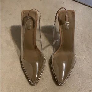 Nude clear heels